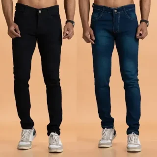 Stylish Multicoloured Denim Mid-Rise Jeans Combo For Men