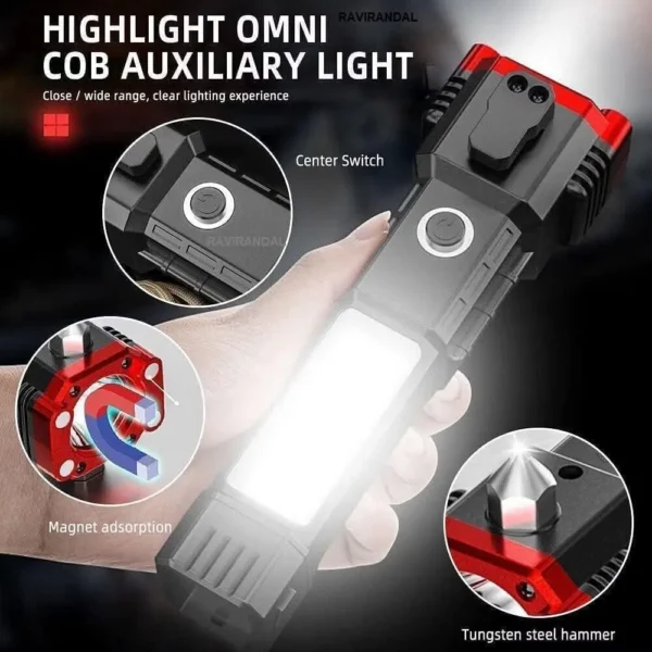 Portable Rechargeable Torch LED Flashlight - Image 2