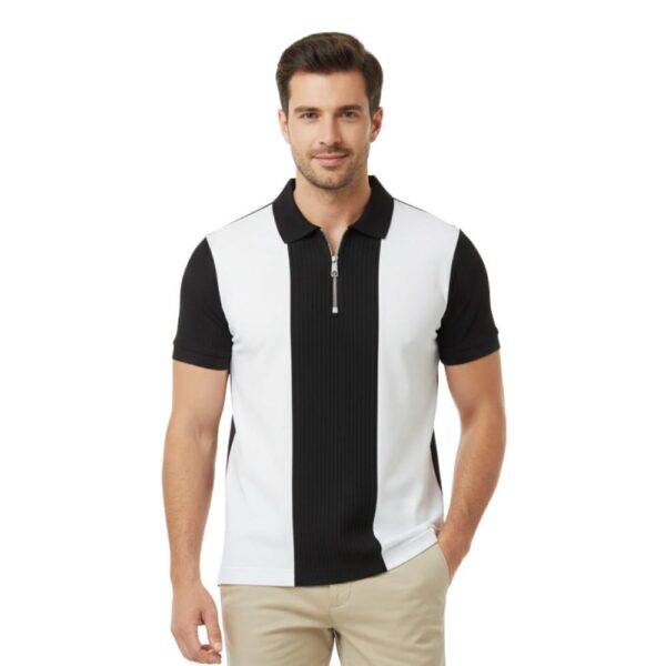 Men's Black Cotton Striped Polo T-Shirt | Half Sleeve Comfort