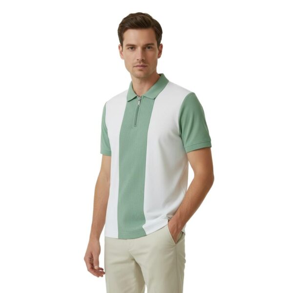 Men's Cotton Striped Polo T-Shirt | Green Half Sleeve Comfort