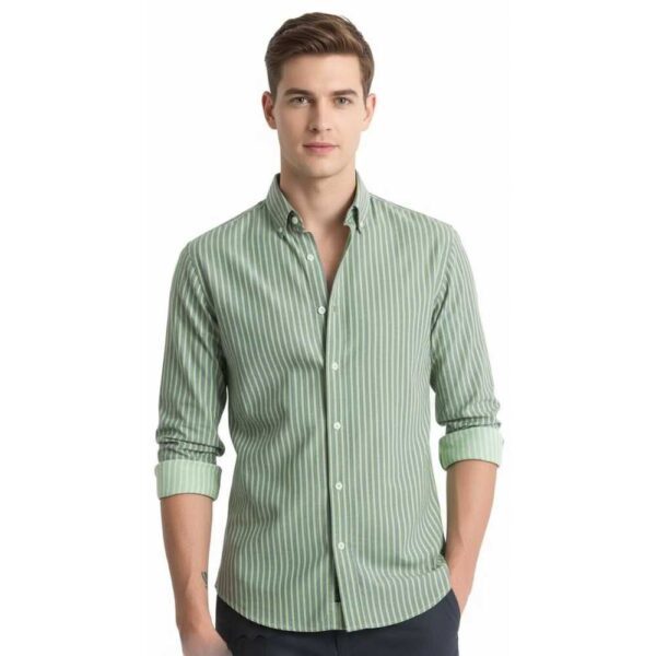 Men's Striped Polycotton Casual Shirt | Long Sleeve Formal Wear
